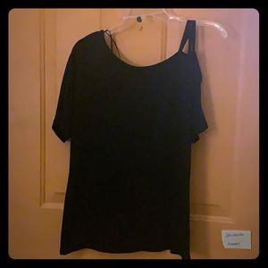 Black one shoulder knit top